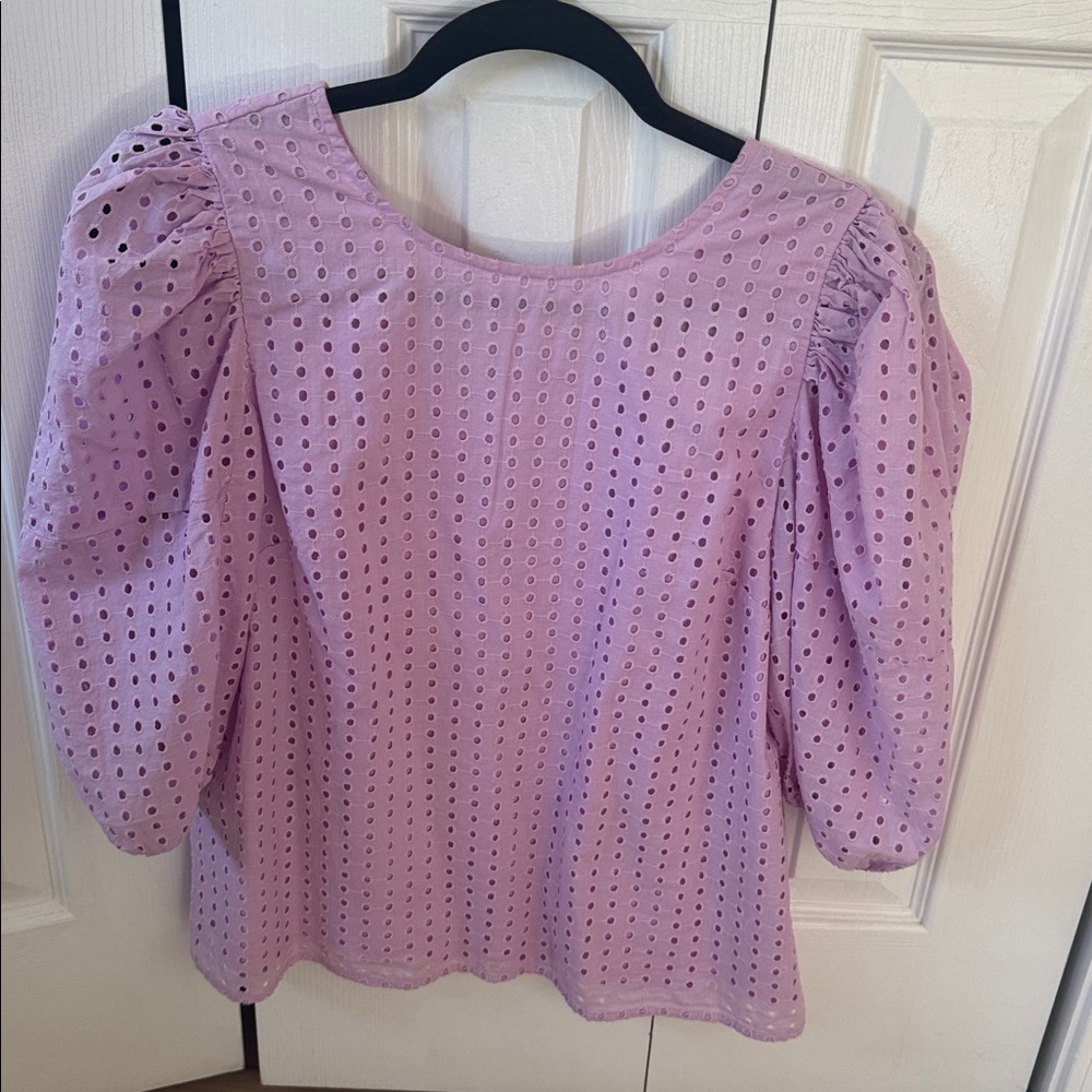 A New Day Lilac Eyelet Detail Top